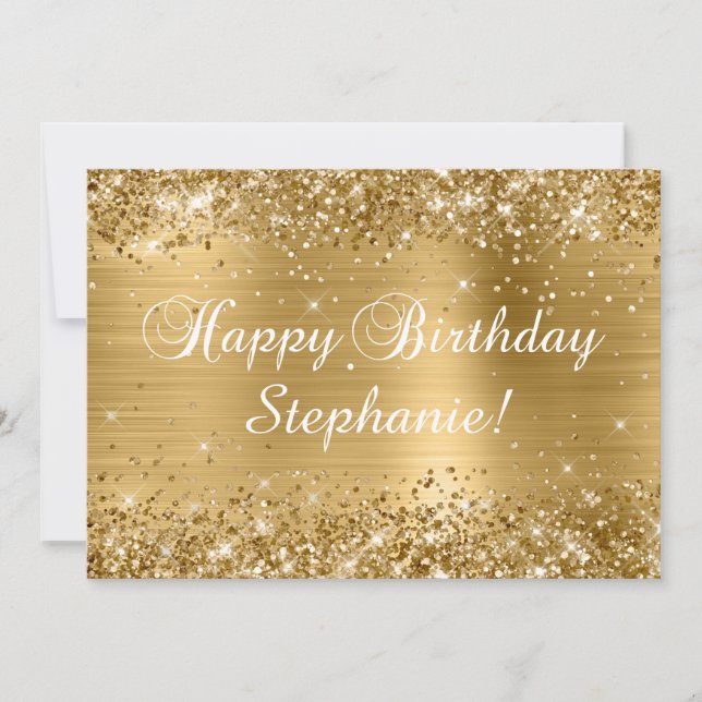 Tarjeta Relieve metalizado dorado Purpurinoso Clásico Feli (Anverso)