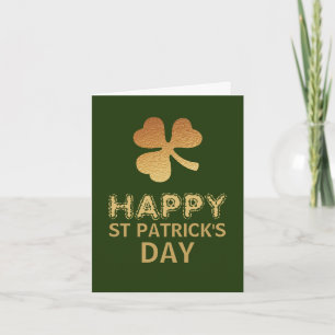 Tarjeta Relieve metalizado dorado Shamrock, Día de San Pat