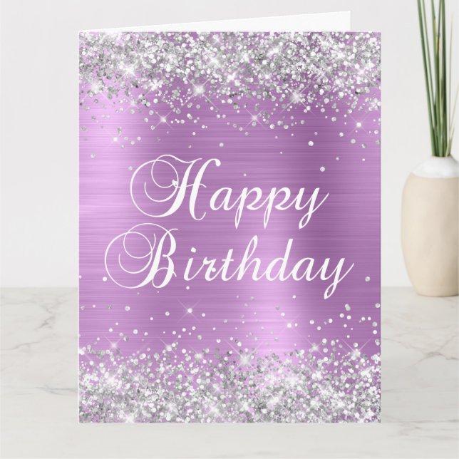 Tarjeta Relieve metalizado Lavender Purpurina Plateado Gra (Anverso)