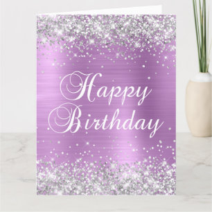 Tarjeta Relieve metalizado Lavender Purpurina Plateado Gra