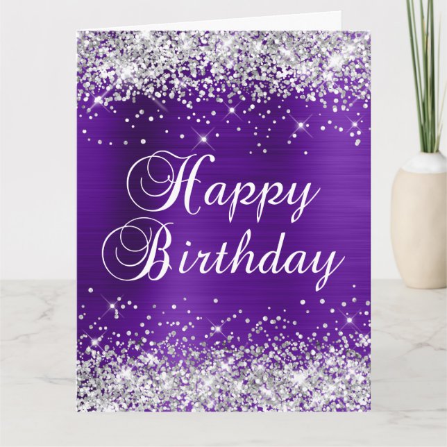 Tarjeta Relieve metalizado morado Purpurina plateado Gran  (Anverso)