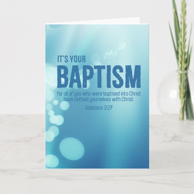 Tarjeta religiosa de bautismo para adultos con ver (Anverso)