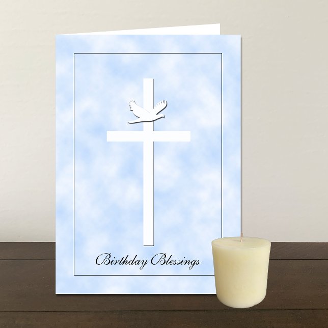 Tarjeta religiosa de Brithday - cruz y paloma (Subido por el creador)