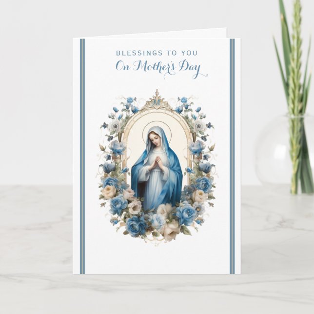 Tarjeta religiosa de Día de la Madre floral (Anverso)