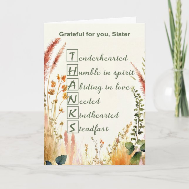 Tarjeta Religiosa de la Vida Acróstico de Flor Silvestre A (Anverso)