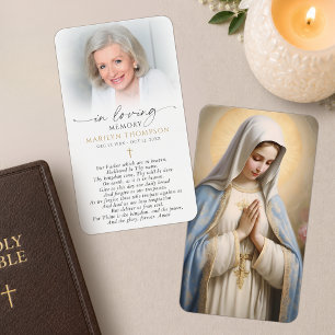 Tarjeta religiosa de la Virgen María, la oración d