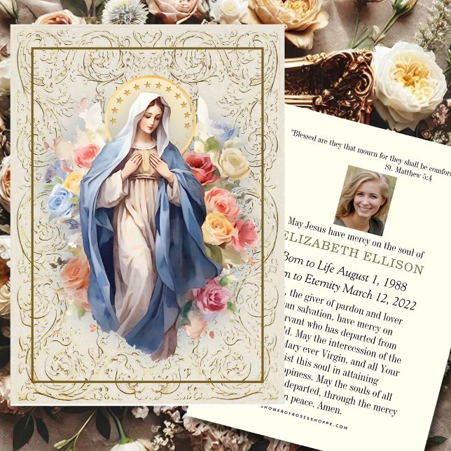 Tarjeta religiosa de oración funeraria Virgin Mary (Subido por el creador)