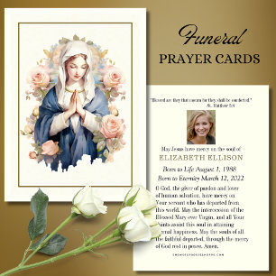 Tarjeta religiosa de oración funeraria Virgin Mary