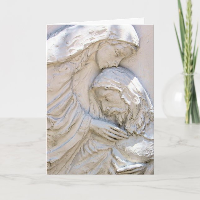 Tarjeta religiosa de Pascua Cristo y María (Anverso)