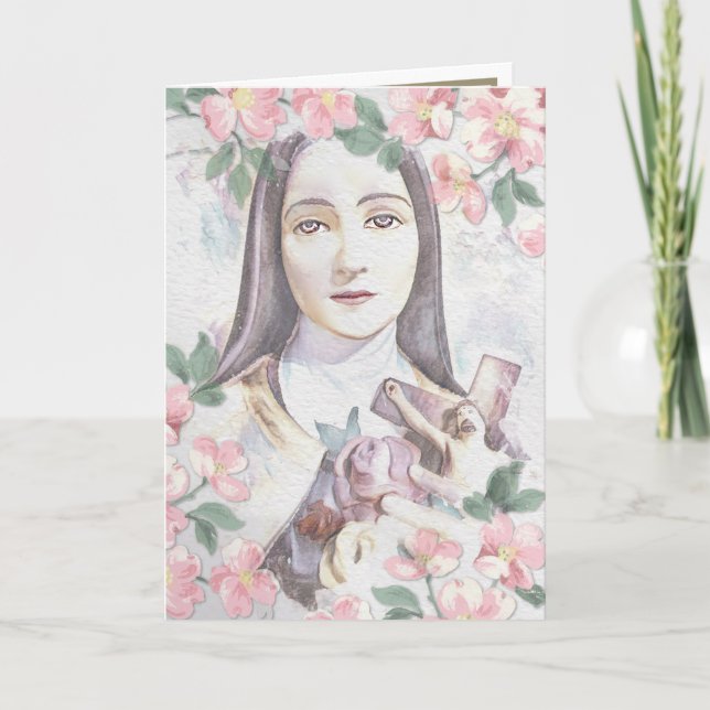 Tarjeta religiosa para la vintage St. Therese Carm (Anverso)