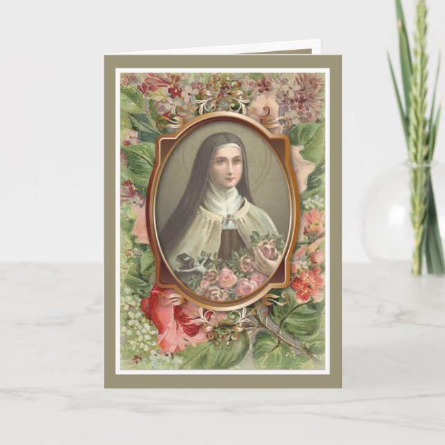 Tarjeta religiosa para la vintage St. Therese Carm (Anverso)