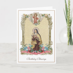 Tarjeta Religiosa Santa Teresita Católica Monja Floral
