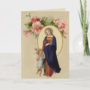 Tarjeta Religiosa Virgen María Jesús Floral