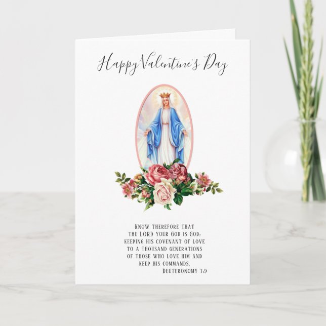Tarjeta Religioso | Día de San Valentín | Madre Virgen Mar (Anverso)