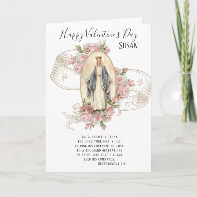 Tarjeta Religioso | Día de San Valentín | Virgen Madre Mar (Anverso)