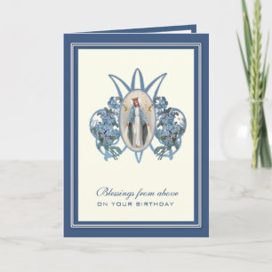 Tarjeta Religious Birthday Virgin Mary Floral