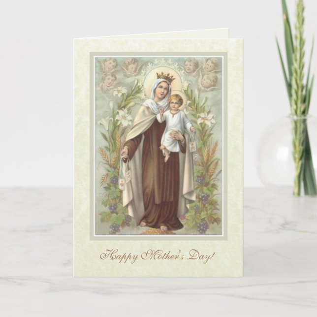 Tarjeta Religious Blessed Mother Mary Our Lady Mt. Carmel (Anverso)