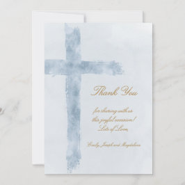 Tarjeta religious event blue cross thank you Card
