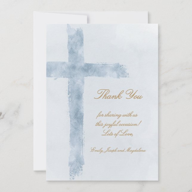Tarjeta religious event blue cross thank you Card (Anverso)