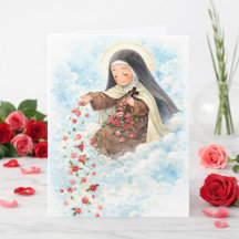 Religious St. Therese Pink Vintage Roses Quote 