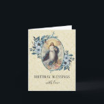 Tarjeta Religious Vintage Virgin Mary Floral Rosary<br><div class="desc">This is a lovely traditional religious image of the Assumption of the Blessed Virgin Mother.  The blue floral sprays are on each side of her.  All text and fonts may be modified.</div>