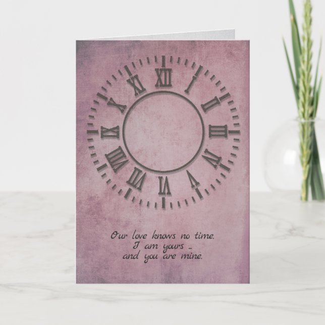 Tarjeta reloj de aniversario sin manos (Anverso)