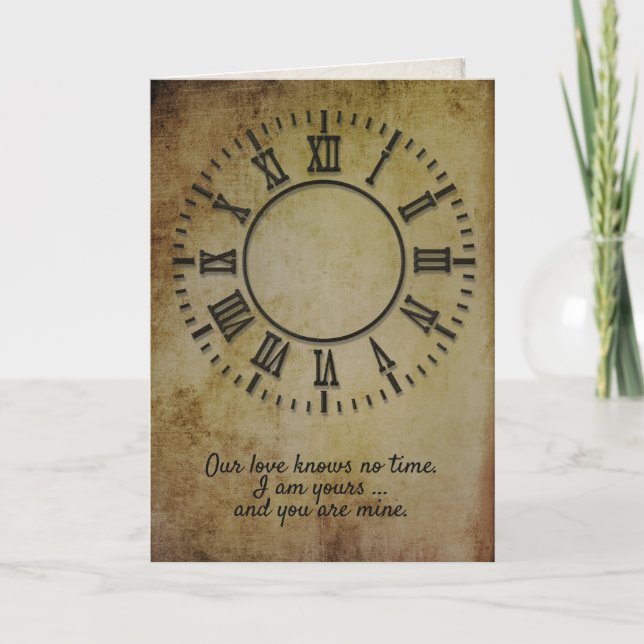 Tarjeta reloj de aniversario sin manos (Anverso)