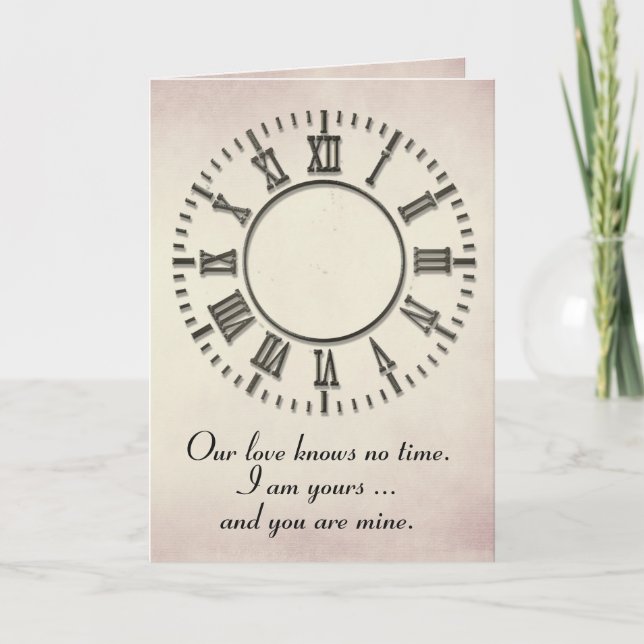 Tarjeta Reloj de aniversario sin manos (Anverso)