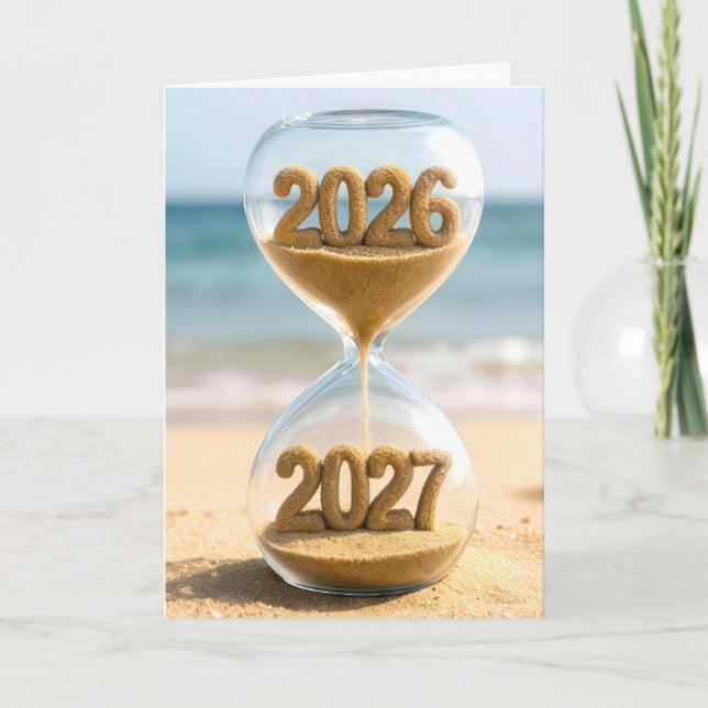 Tarjeta Reloj de arena Año Nuevo 2027 (Anverso)