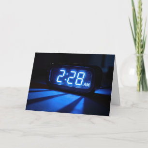 Tarjeta Reloj de Noche Azul Neon Pensando en Ti