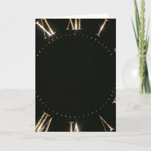 Tarjeta Reloj de Numeral Romano de Año Nuevo Dorado Negro