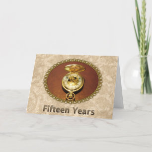 Tarjeta Reloj de oro elegante del 15º aniversario de los e