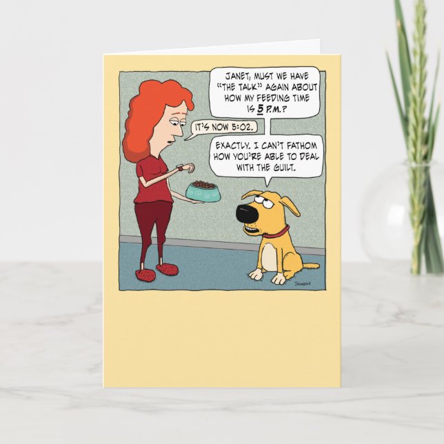 Tarjeta Reloj de perro en el momento de la alimentación cu (Anverso)