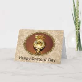 Tarjeta Reloj del oro del día de los médicos felices