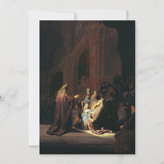 Tarjeta Rembrandt - La canción de elogio de Simeon (Anverso)