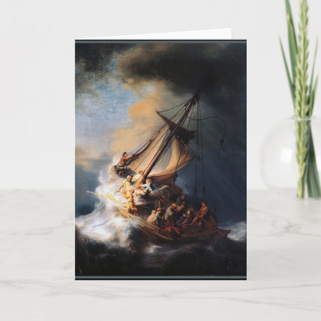 Tarjeta Rembrandt - La tormenta del mar de Galilea (Anverso)