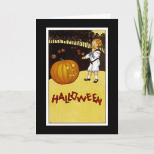 Tarjeta Remiendo o'Lantern Halloween de la calabaza de