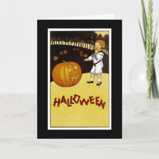 Tarjeta Remiendo o'Lantern Halloween de la calabaza de