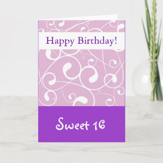 Tarjeta Remolino de lavanda, Feliz cumpleaños Dulces 16