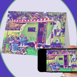 Tarjeta Remolque de Campamento Antiguo Caprichoso Feliz Ju