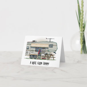 Tarjeta Remolque lindo del viaje del campista de la quinta
