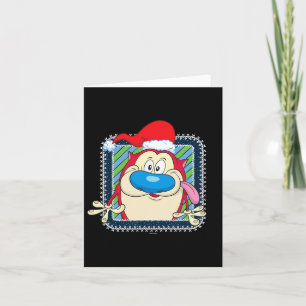 Tarjeta Ren y Stimpy Gorro de Santa Navideño Festivo Stimp