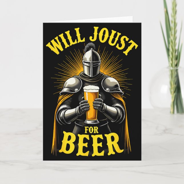 Tarjeta Renaissance Medieval Knight Will Joust For Beer  (Anverso)