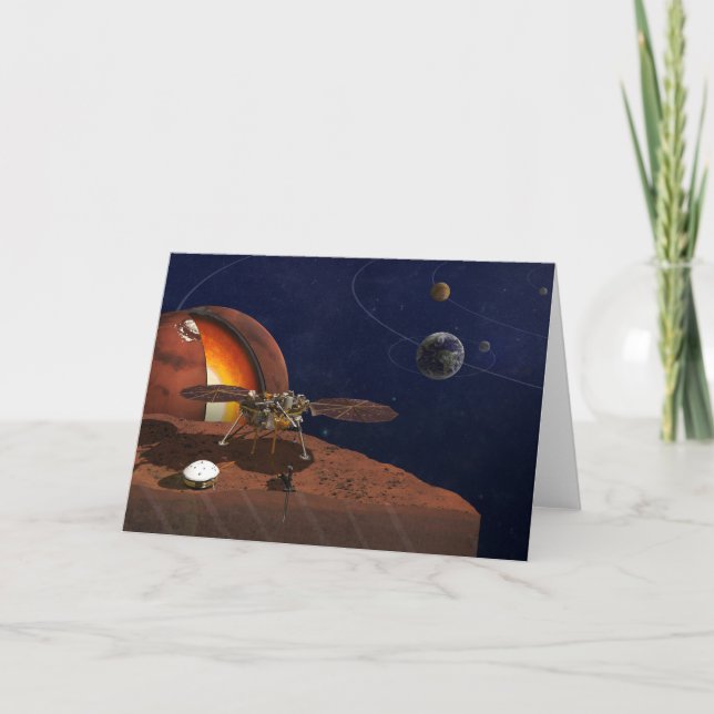Tarjeta Rendición artística de The Insight Lander. (Anverso)