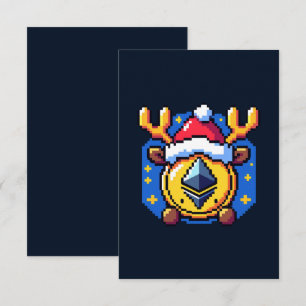 Tarjeta Reno Criptográfico Festivo - Arte Pixel Divertido 