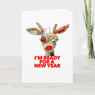 Tarjeta Reno de Navidad divertido estresado FELIZ AÑO NUEV