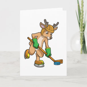 Tarjeta Reno en hockey sobre hielo con palo de hockey sobr