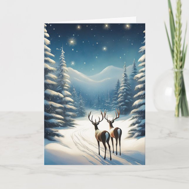 Tarjeta Reno en la nieve (Anverso)