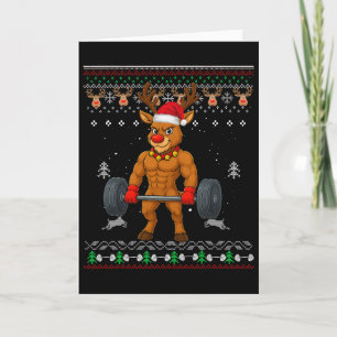 Tarjeta Reno Rojo Gainzdeer Gimnasio Feo Navidad Suéter Fe
