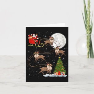 Tarjeta Reno Santa Trineo Volando Divertido Mágico Navidad